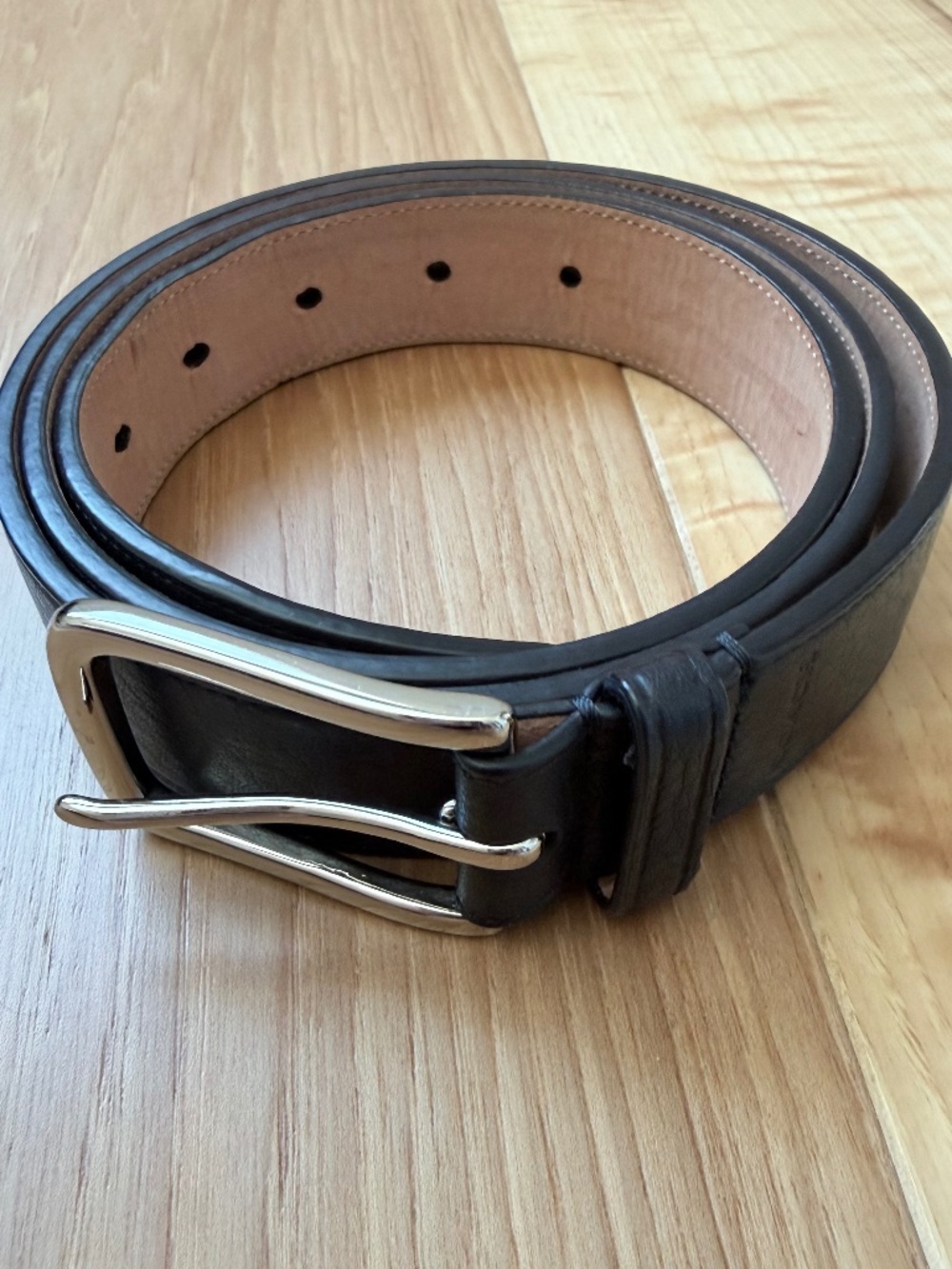 Coach Black Leather Belt Size 38 / 95cm Silver Buckle Classic Dress Casual
